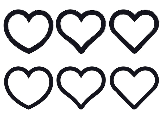 Free Vector set of outline hearts paint brush