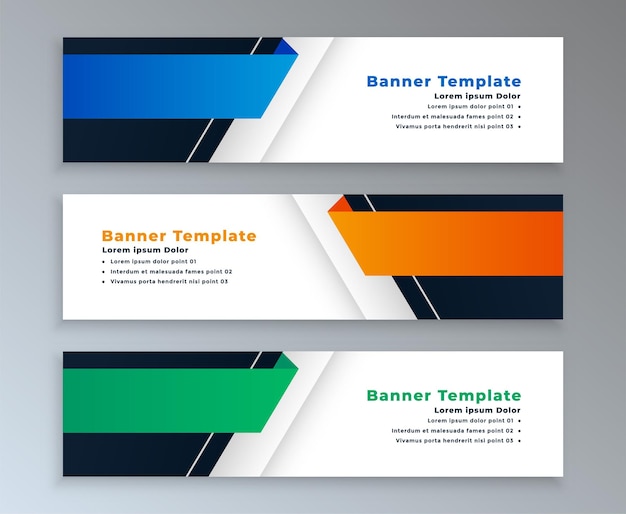 Set of paper style wide banner design