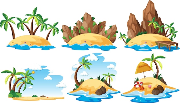 Free Vector a set of paradise island