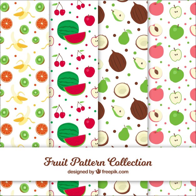 Set of patterns with colored fruits