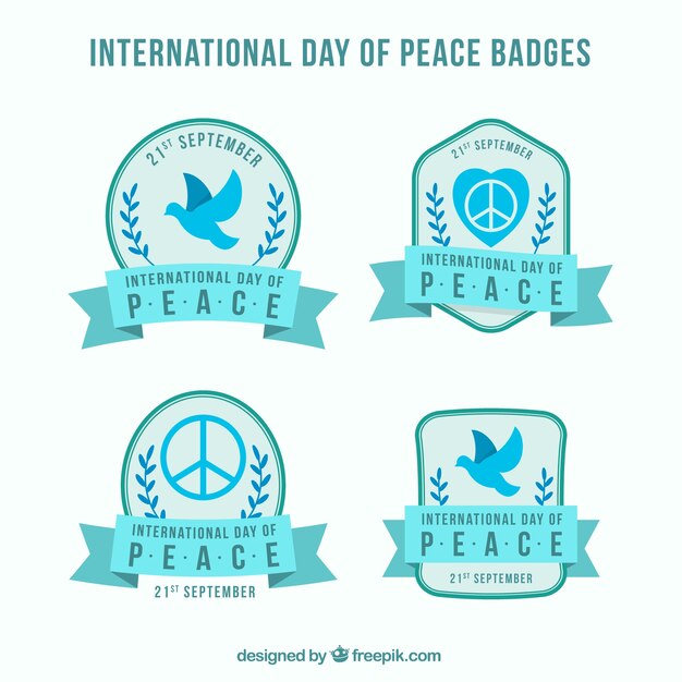 Set of peace badges with flat design