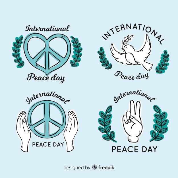 Free Vector set of peace day badges