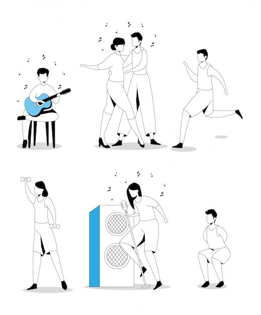 Free Vector set of people doing activities