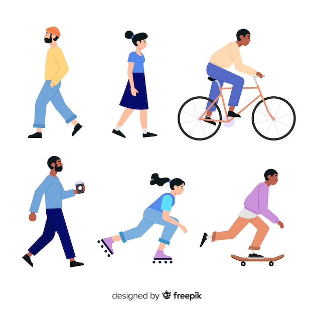 Free Vector set of people doing activities