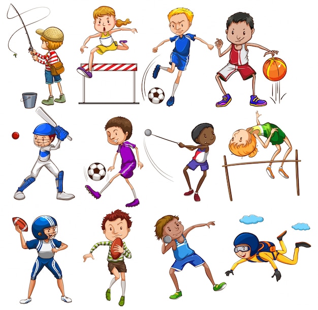 Free Vector set of people playing different sports