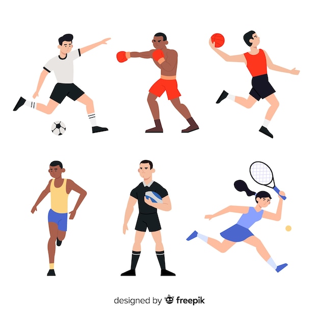 Set of people practicing sport