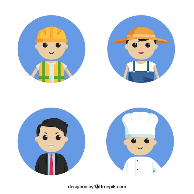 Free vector set of people with different jobs in flat style