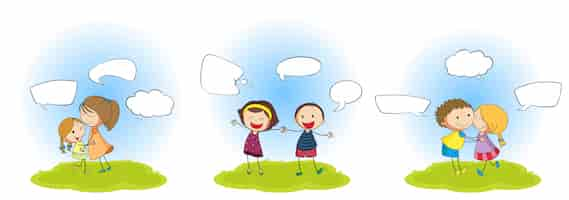 Free vector set of people with speech balloon