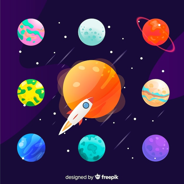 Set of planets flat style