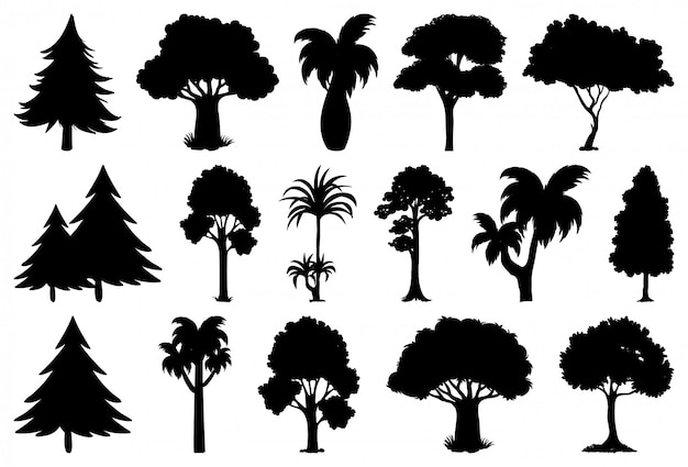 Set of plant and tree silhouette