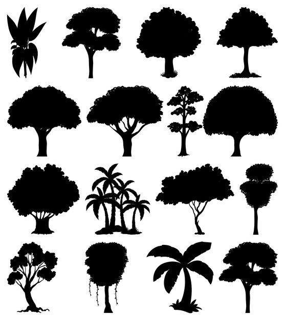 Set of plant and tree silhouette