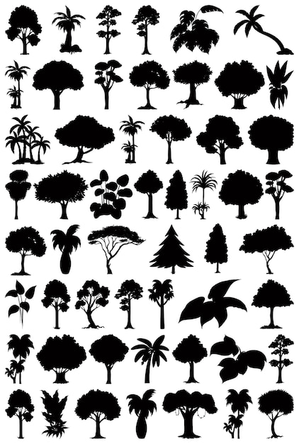 Set of plant and tree silhouette