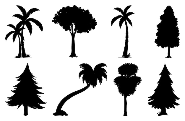 Set of plant and tree silhouette