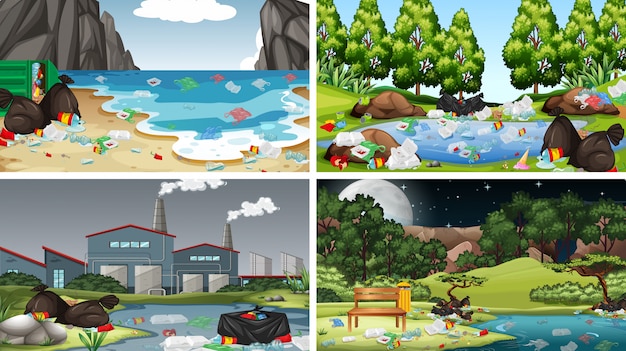 Set of polluted scenes a