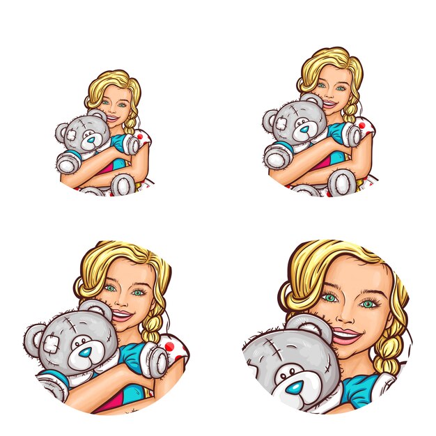 Set of pop art round avatar icons for users of social networking, blogs, profile icons.