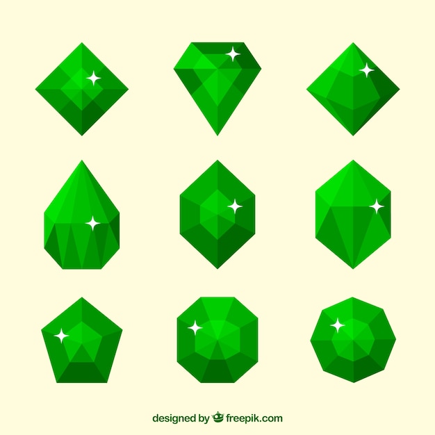 Free vector set of precious stones in green tones