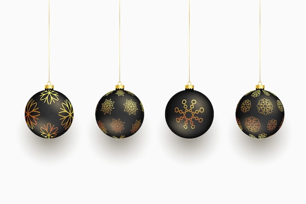 Free Vector set of premium christmas bauble design for xmas celebration