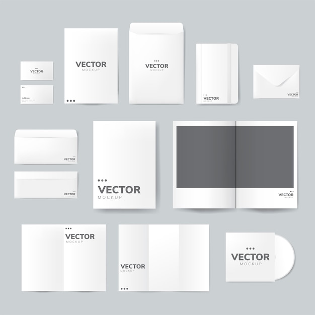 Free vector set of printing material designs mockup vector