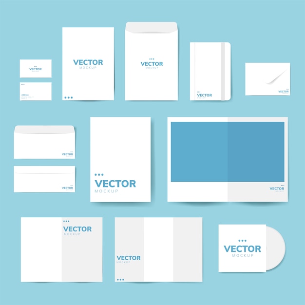 Free Vector set of printing material designs mockup vector