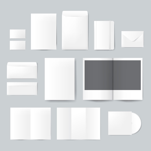 Free vector set of printing material designs mockup vector