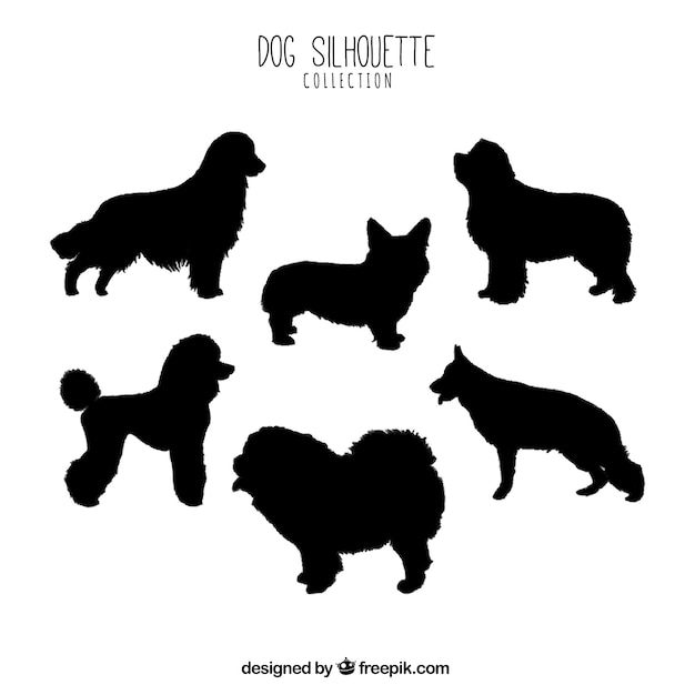 Set of profile dog silhouettes