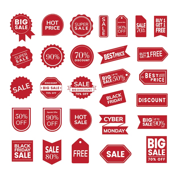 Set of promotion badge vectors