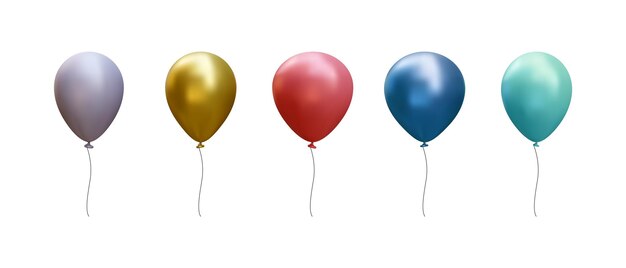 Set of realistic balloon set template for anniversary birthday party design isolated on white background Vector illustration