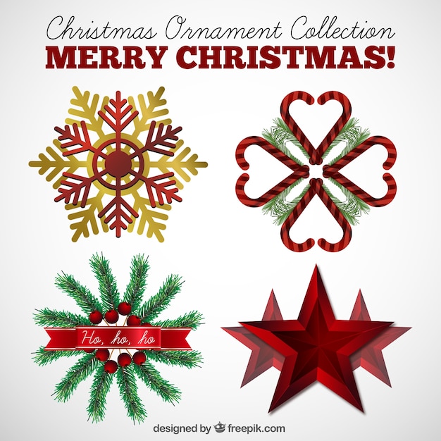 Free vector set of realistic christmas ornaments