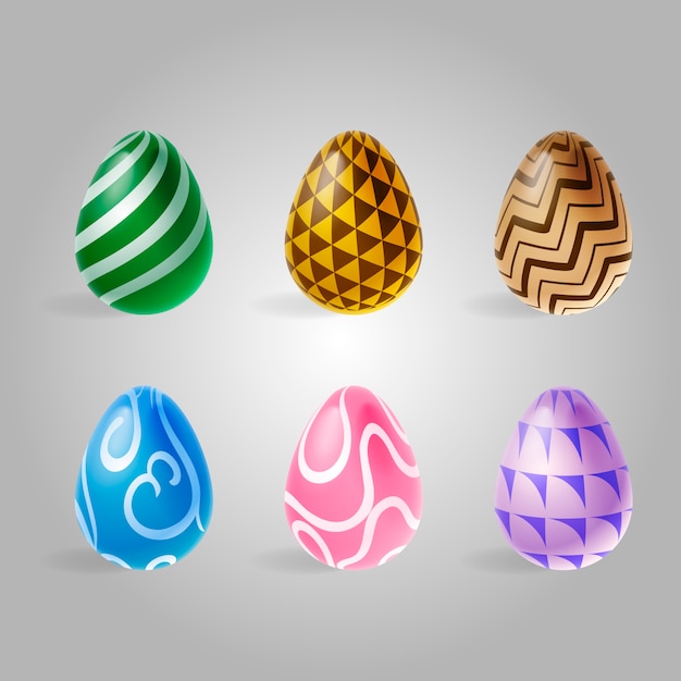 Free Vector set of realistic easter eggs