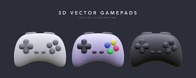 Free vector set of realistic gamepad isolated on dark