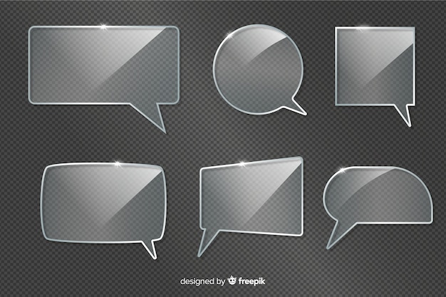 Set of realistic glass speech bubbles