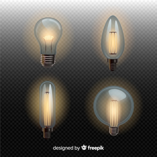 Free Vector set of realistic light bulbs