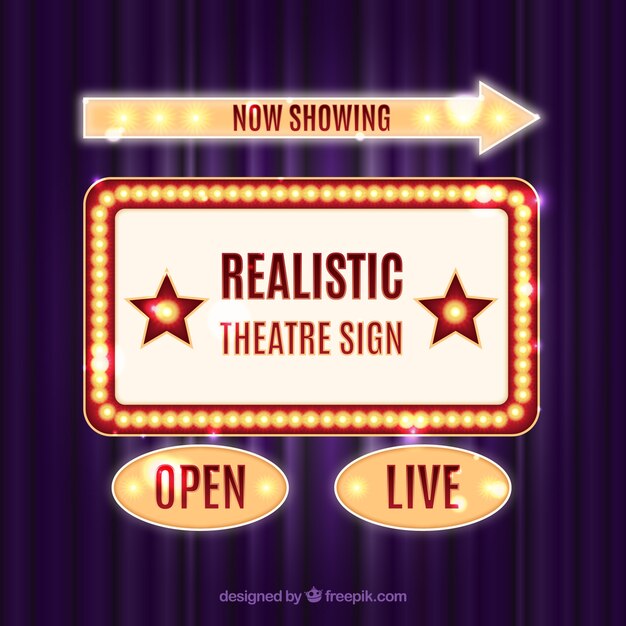 Set of realistic theater signs