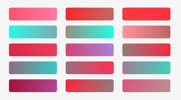 Set of red color theme gradients vector illustration