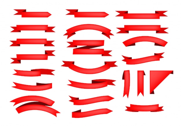 Free vector set of red ribbon scrolls