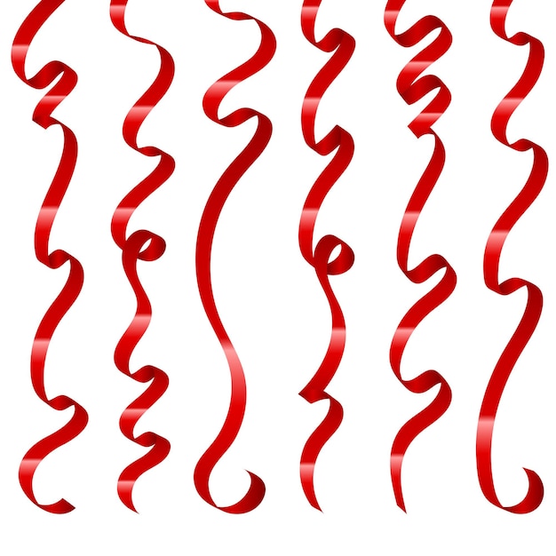 Set of red ribbons on white background