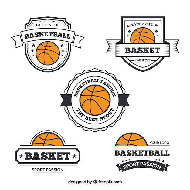 Free Vector set of retro basketball stickers