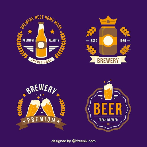 Set of retro beer labels