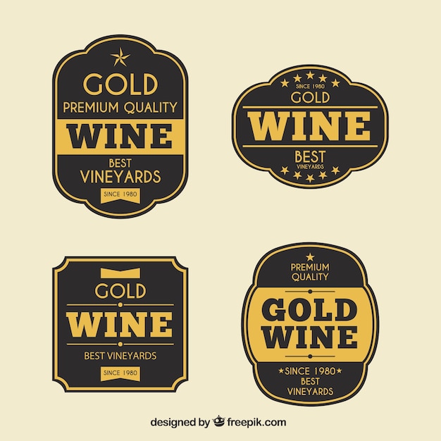 Set of retro golden wine stickers