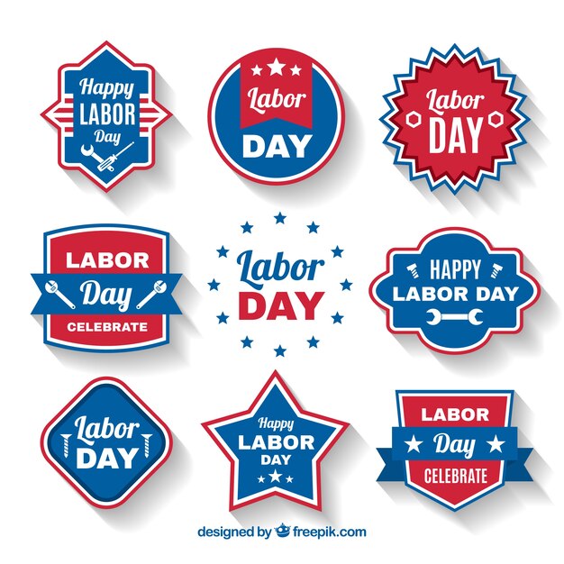 Set of retro labor day stickers