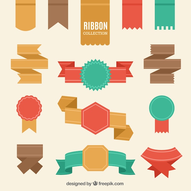 Free Vector set of retro ribbons in flat design