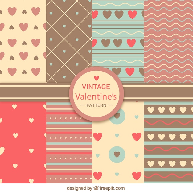 Free Vector set of retro valentine patterns