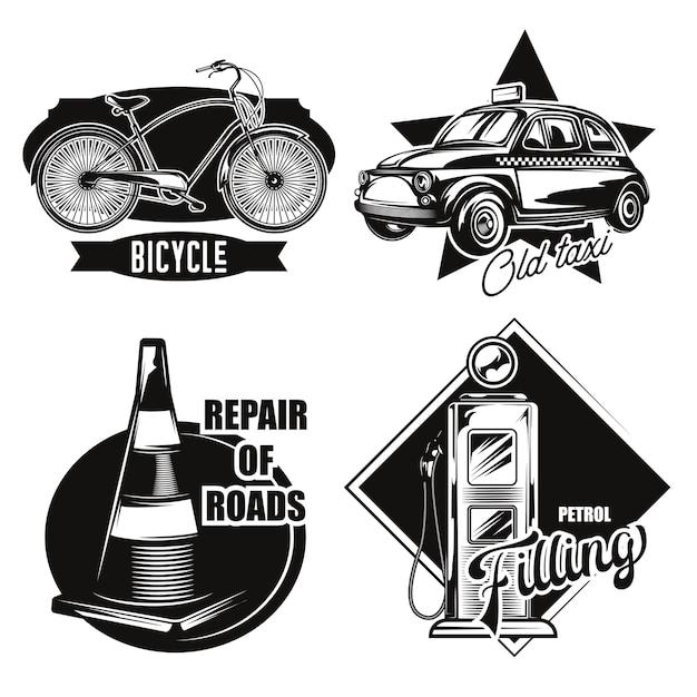 Free Vector set of road transport emblems