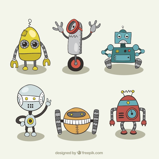 Set of robot drawings 