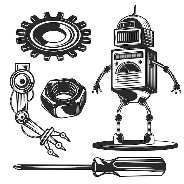 Free vector set of robot elements