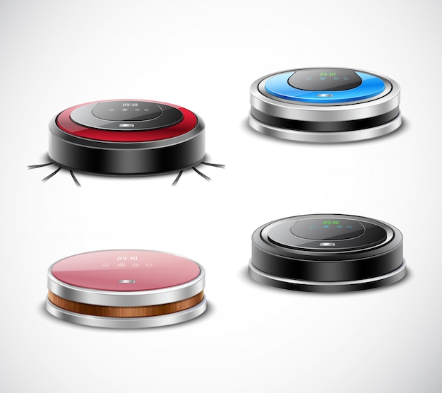 Free Vector set of robotic vacuum cleaners