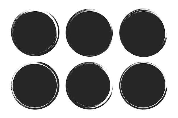 Free Vector set of round grunge brush frames