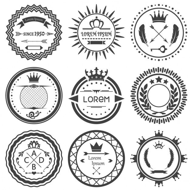 Set of round retro labels