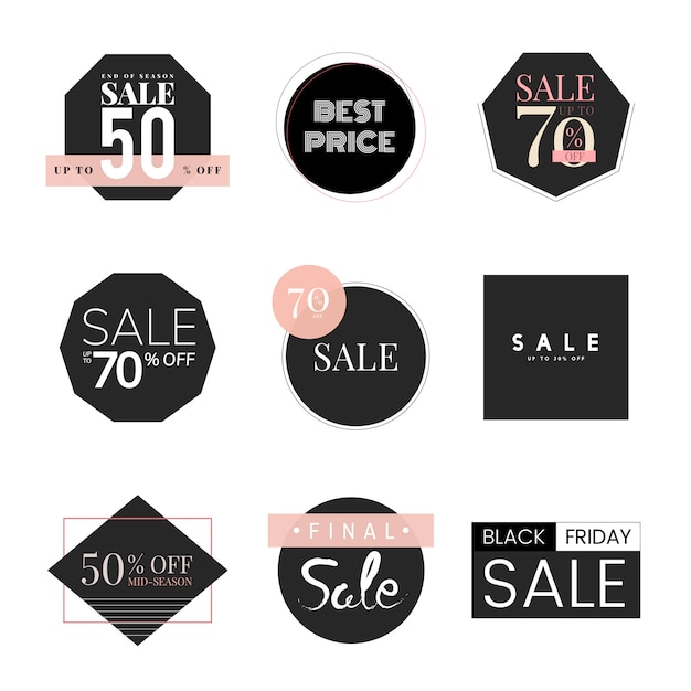 Free Vector set of sale promotion design template