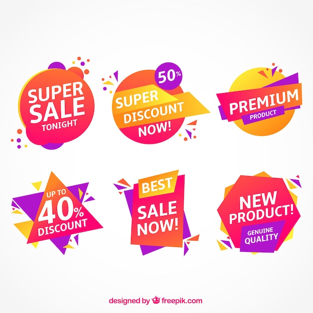 Set of sale stickers